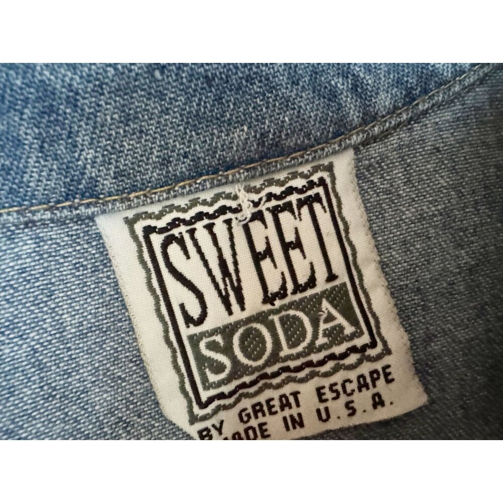 Vintage SWEET SODA Midi Length Full Button Denim Dress 80s / 90s Sz S - Picture 5 of 6